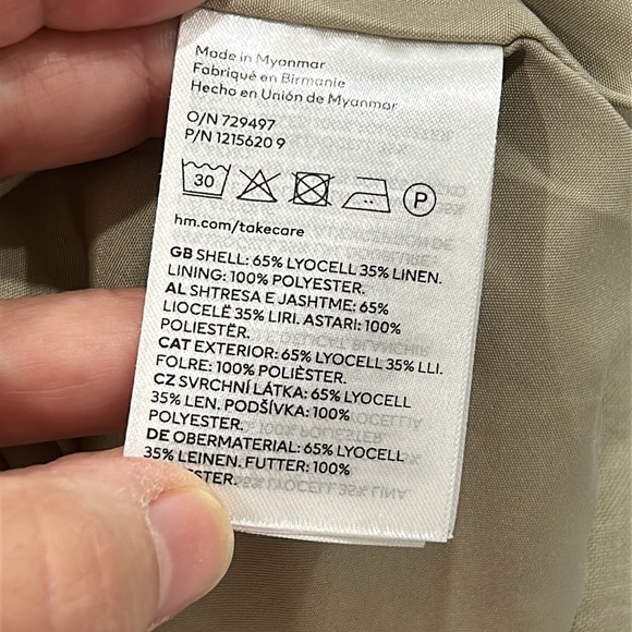 H&M Linen Blend Boxy Fit Snap Front Bomber Jacket in Beige - Small - Picture 10 of 10